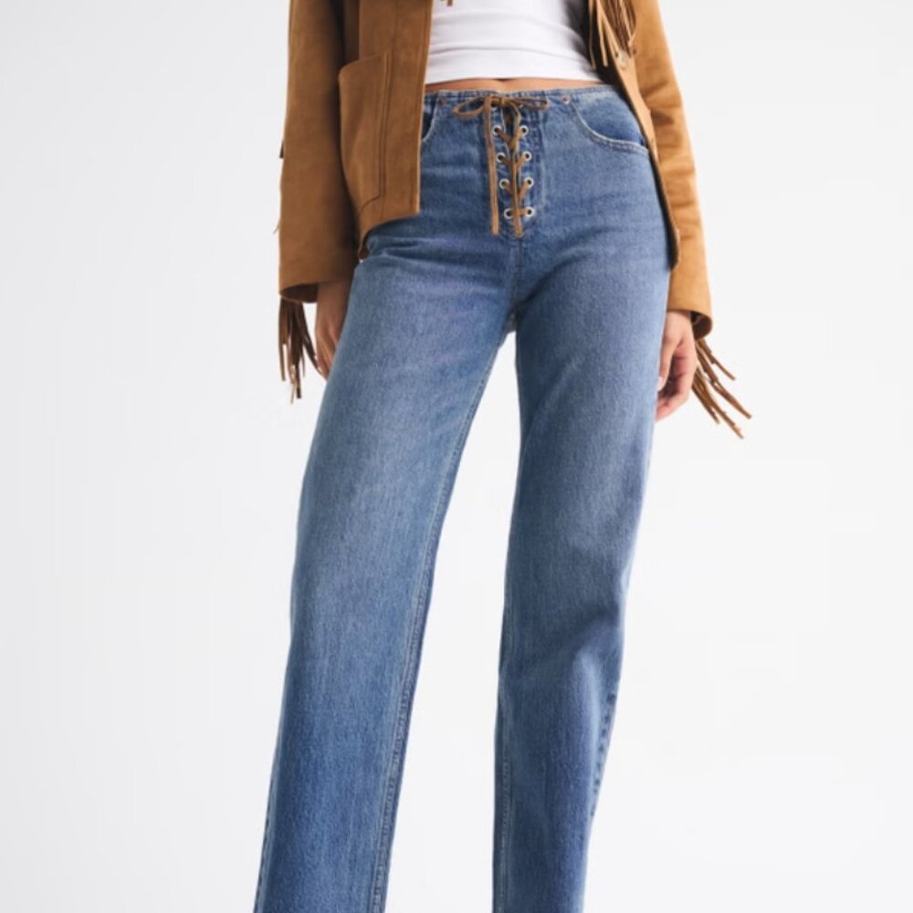 High Rise 90s Relaxed Vegan Suede Lace Jean 26 Regular
